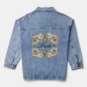 Chaqueta Vaquera Novia Script Floral Acuarela Moderna Boda