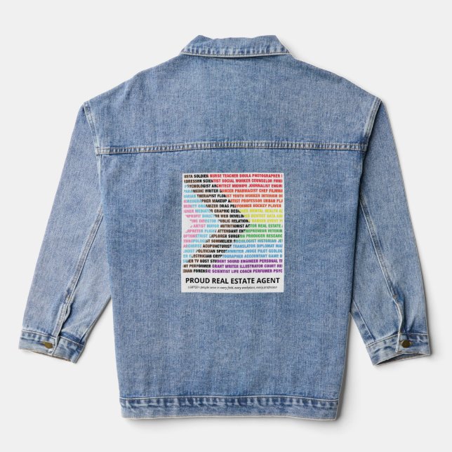 Chaqueta Vaquera Nube de palabras personalizada Arcoíris Diversidad (Reverso )