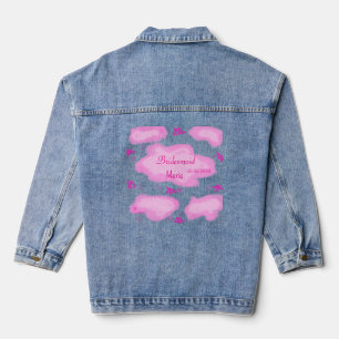 Chaqueta Vaquera nubes rosas estrellas pastel bridesmaid giratorio 
