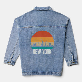 Chaqueta Vaquera Nueva York Estados Unidos Retro Vintage Sunset Sky