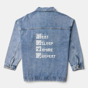 Chaqueta Vaquera Obsesión por Anime: Comer, Dormir, Anime, Repetir