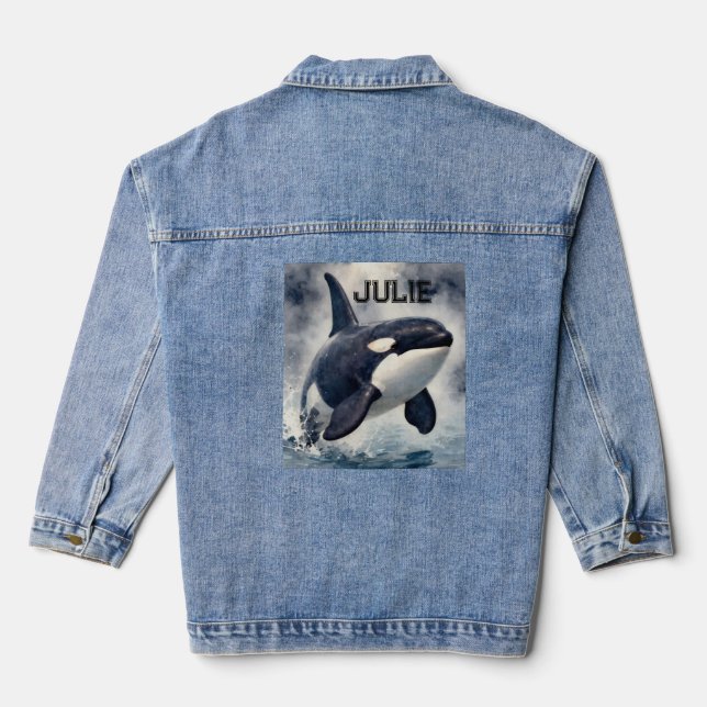 Chaqueta Vaquera Orca Olas tormentosas, Personalizado (Reverso )