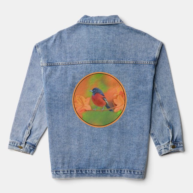 Chaqueta Vaquera Orchard Oriole Songbird Pintura original de aves (Reverso )