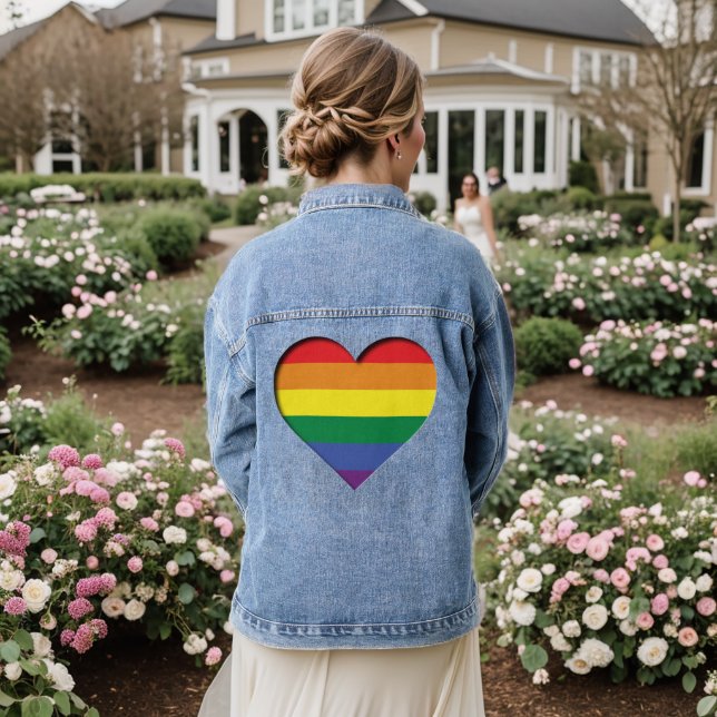 Chaqueta Vaquera Orgullo del corazón arcoiris (Reverso Boda)