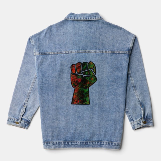 Chaqueta Vaquera orgullo negro puño rojo verde panafricana unidad d (Reverso )