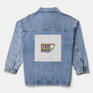 Chaqueta Vaquera Orgullosa Mamá Corazón Arcoíris Diseño de Grabado