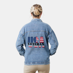 Chaqueta Vaquera Orgullosa veterana patriota Denim Jacket
