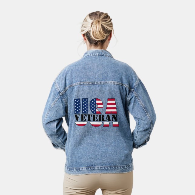 Chaqueta Vaquera Orgullosa veterana patriota Denim Jacket (Modelo)