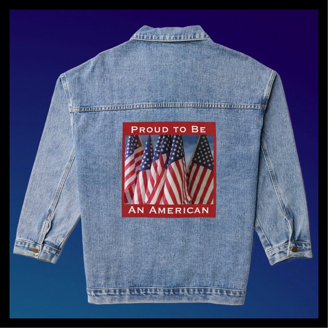 Chaqueta Vaquera Orgulloso de ser una bandera estadounidense azul b (Subido por el creador)