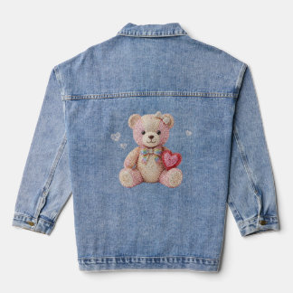 Chaqueta Vaquera Oso de San Valentín con estrías de diamantina
