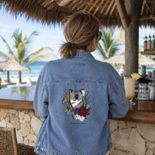 Chaqueta Vaquera Oso Koala Lindo Verde Flora Vida Silvestre Austral