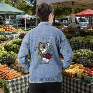 Chaqueta Vaquera Oso Koala Lindo Verde Flora Vida Silvestre Austral