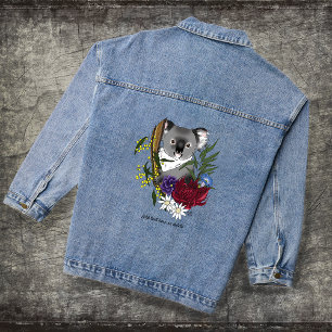 Chaqueta Vaquera Oso Koala Lindo Verde Flora Vida Silvestre Austral