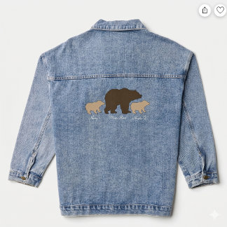Chaqueta Vaquera Oso Mamá Personalizado Con 2 Nombres De Hijos Rega