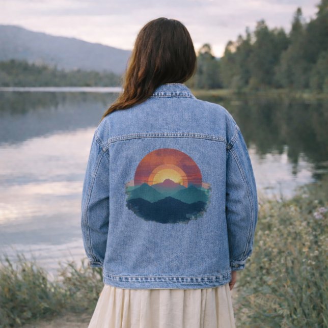 Chaqueta Vaquera Painted Retro Mountain Sunset Art - Nature Jean (Subido por el creador)