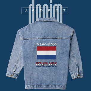 Chaqueta Vaquera Países Bajos Neerlandeses Bandera Blanca Personali