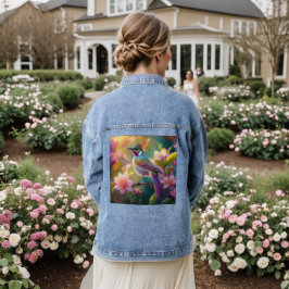 Chaqueta Vaquera Pájaro Fantasía Jay Arcoíris de Cresta Naranja
