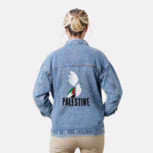 Chaqueta Vaquera Palabra pacífica con arte de bandera palestina lib