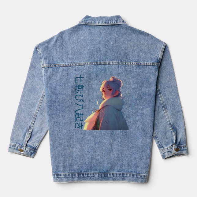 Chaqueta Vaquera Palabras motivadoras Diseño japonés Denim Jacket (Reverso )