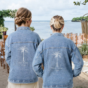 Chaqueta Vaquera Palmera Blanca de Boda Novia Personalizada