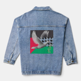 Chaqueta Vaquera Paloma palestina de bandera de la paz Denim Jean J