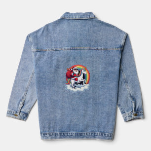 Chaqueta Vaquera Papá Noel montando unicornio de Navidad chicas muj