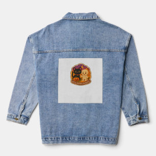 Chaqueta Vaquera Parche de bordado de gato y momia de Halloween lin
