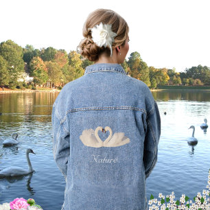 Chaqueta Vaquera Pareja de cisnes y texto