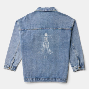 Chaqueta Vaquera Paseo Retro: Diseño de Motocicleta Pintado a Mano