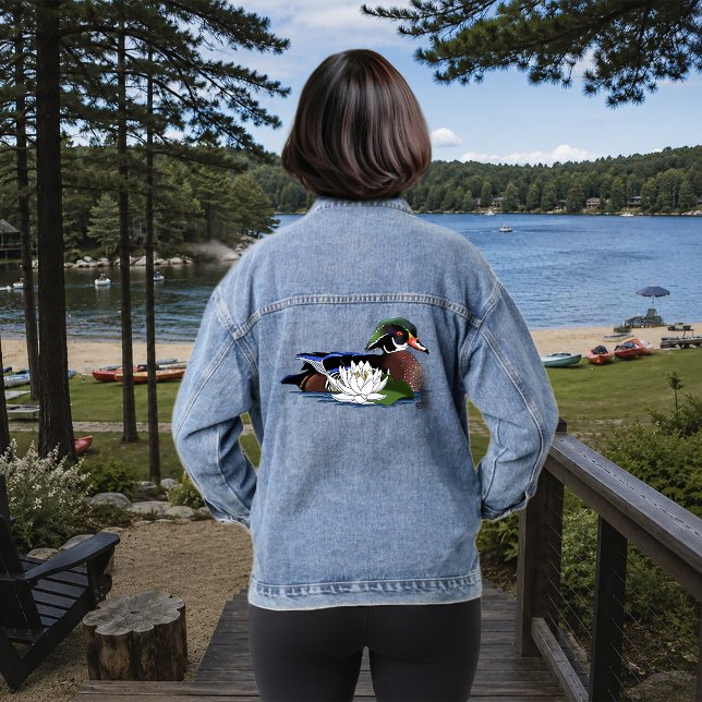 Chaqueta Vaquera Pato de madera colorido lirio de agua vida silvest (Subido por el creador)