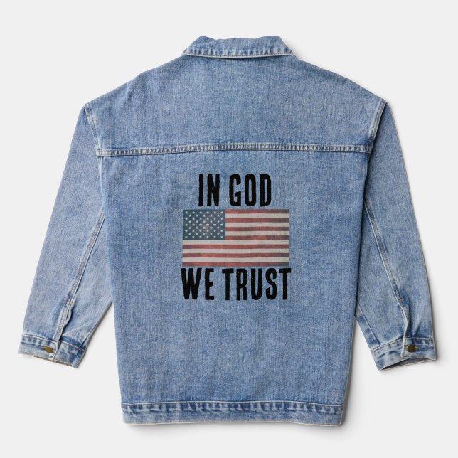 Chaqueta Vaquera PATRIOTA BANDERA CRISTIANA DIOS CONFIAMOS EN Denim (Reverso )