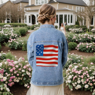 CHAQUETA VAQUERA PATRIOTA BANDERA DE EEUU DENIM JACKET