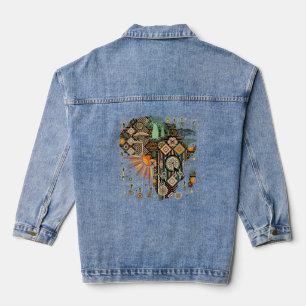Chaqueta Vaquera Patrón de elementos tribales decorativos del mapa