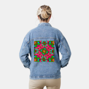 Chaqueta Vaquera Patrón de flores abstractas únicas
