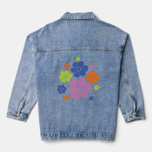 Chaqueta Vaquera Patrón de flores: azul, Naranja, púrpura, verde