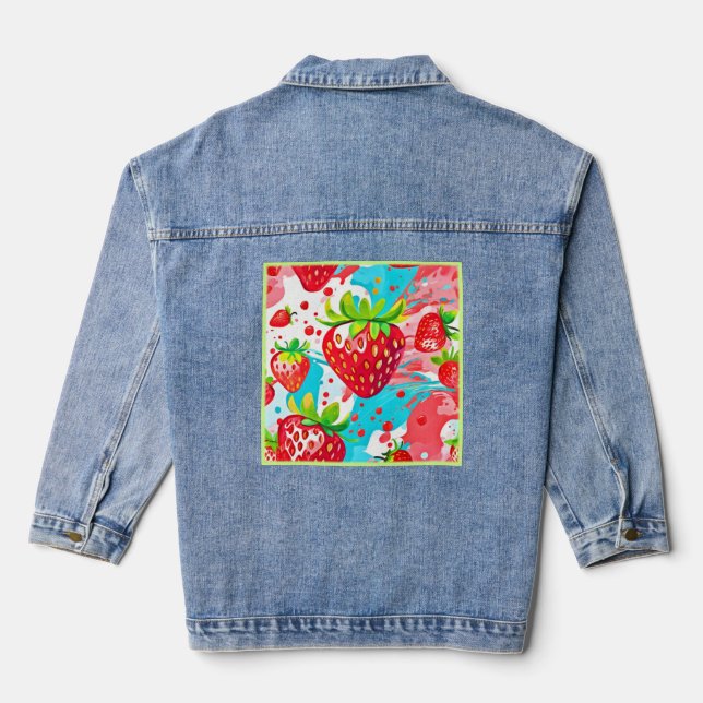Chaqueta Vaquera Patrón de salpicadura de fresa (Reverso )