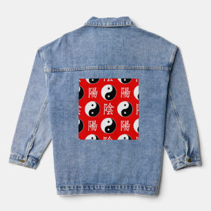 Chaqueta Vaquera Patrón rojo chino de Yin Yang