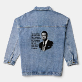 Chaqueta Vaquera Peace & Strength – Malcolm X Inspirational Quote 