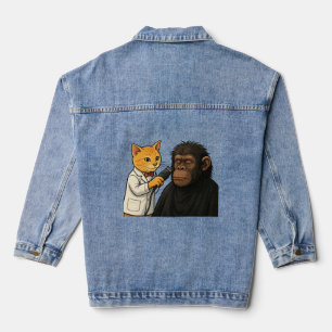 Chaqueta Vaquera Pegatina de gatos y gorilas de barber
