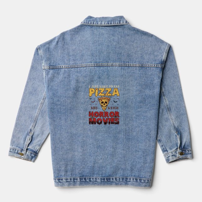Chaqueta Vaquera Películas de Terror de Pizza Halloween Cráneo Murc (Reverso )