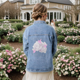 Chaqueta Vaquera Peonías Rosadas y Mariposas Rosas