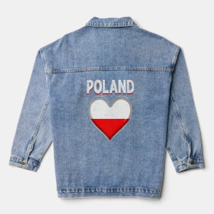 Chaqueta Vaquera Pérdida de la bandera polaca del corazón retro
