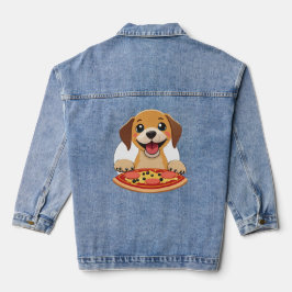 Chaqueta Vaquera Perrito Feliz con una Pizza Deliciosa