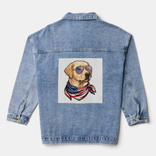 Chaqueta Vaquera Perro Gafas de sol Bandana Bandera de EE. UU.