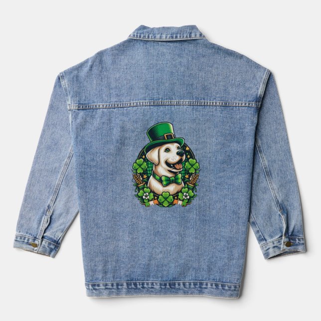 Chaqueta Vaquera Perro lindo del Día de San Patricio (Reverso )