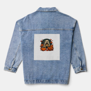 Chaqueta Vaquera Perro Pug Adorable Con Calabazas Otoño Halloween C