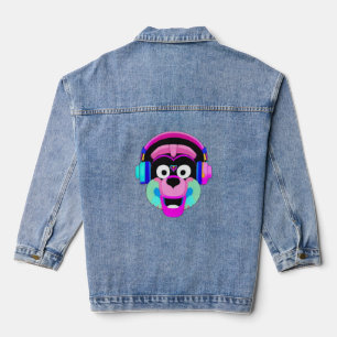 Chaqueta Vaquera Perro usando auriculares y divirtiéndose