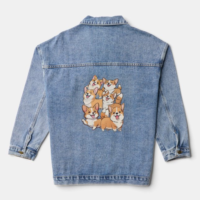 Chaqueta Vaquera Perros felices de Corgi (Reverso )