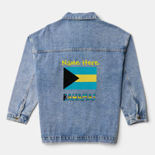Chaqueta Vaquera Personalización amarilla de las Bahamas y la bande