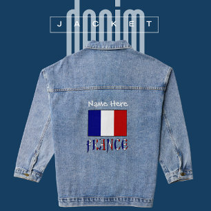 Chaqueta Vaquera Personalización blanca de Francia y la bandera fra